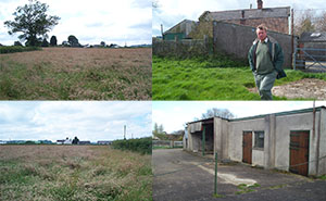2003 - Top & Bottom Left: The field that became the orchard that runs along the A358. Top Right: Robert walking the farm. Bottom Right: The Farm Yard & the Shed which later became the Farm Shop.