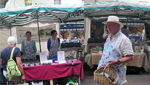 2011 - Our Market Stall & Robert handing out tasters at Taunton Farmers' Market